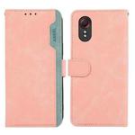 For Samsung Galaxy Xcover 7 ABEEL Color Block Magnetic RFID Leather Phone Case(Pink-Cyan)