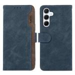 For Samsung Galaxy A35 5G ABEEL Color Block Magnetic RFID Leather Phone Case(Blue-Brown)