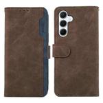 For Samsung Galaxy A35 5G ABEEL Color Block Magnetic RFID Leather Phone Case(Brown-Blue)
