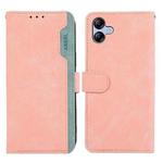 For Samsung Galaxy A05 4G ABEEL Color Block Magnetic RFID Leather Phone Case(Pink-Cyan)