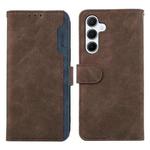 For Samsung Galaxy A25 5G Global ABEEL Color Block Magnetic RFID Leather Phone Case(Brown-Blue)