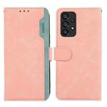 For Samsung Galaxy A23 5G / 4G ABEEL Color Block Magnetic RFID Leather Phone Case(Pink-Cyan)