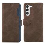 For Samsung Galaxy S23 5G ABEEL Color Block Magnetic RFID Leather Phone Case(Brown-Blue)