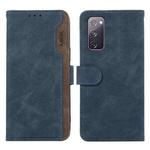 For Samsung Galaxy S20 FE ABEEL Color Block Magnetic RFID Leather Phone Case(Blue-Brown)