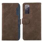 For Samsung Galaxy S20 FE ABEEL Color Block Magnetic RFID Leather Phone Case(Brown-Blue)