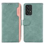 For Samsung Galaxy A33 5G ABEEL Color Block Magnetic RFID Leather Phone Case(Cyan-Pink)