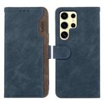 For Samsung Galaxy S22 Ultra 5G ABEEL Color Block Magnetic RFID Leather Phone Case(Blue-Brown)