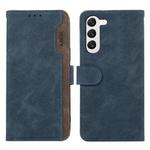 For Samsung Galaxy S22+ 5G ABEEL Color Block Magnetic RFID Leather Phone Case(Blue-Brown)