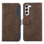 For Samsung Galaxy S22+ 5G ABEEL Color Block Magnetic RFID Leather Phone Case(Brown-Blue)