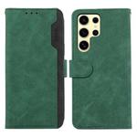For Samsung Galaxy S21 Ultra 5G ABEEL Color Block Magnetic RFID Leather Phone Case(Green-Black)