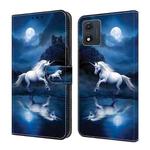 For Motorola Moto E13 Crystal Painted Leather Phone case(White Horse)