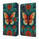 For Motorola Moto E13 Crystal Painted Leather Phone case(Flower Butterfly)