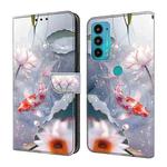 For Motorola Moto E20/E30/E40 Crystal Painted Leather Phone case(Koi)