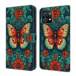 For Motorola Moto G Power 2023 Crystal Painted Leather Phone case(Flower Butterfly)