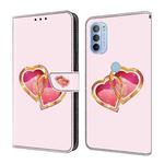 For Motorola Moto G31/G41 Crystal Painted Leather Phone case(Love Peach)
