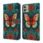 For Motorola Moto G32 Crystal Painted Leather Phone case(Flower Butterfly)