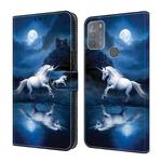 For Motorola Moto G50 Crystal Painted Leather Phone case(White Horse)