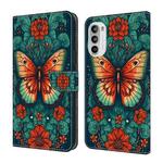 For Motorola Moto G52 4G/G82 Crystal Painted Leather Phone case(Flower Butterfly)