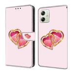 For Motorola Moto G54 Crystal Painted Leather Phone case(Love Peach)