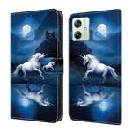 For Motorola Moto G54 Crystal Painted Leather Phone case(White Horse)