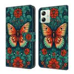 For Motorola Moto G54 Crystal Painted Leather Phone case(Flower Butterfly)