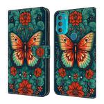 For Motorola Moto G71 5G Crystal Painted Leather Phone case(Flower Butterfly)