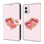 For Motorola Moto G73 Crystal Painted Leather Phone case(Love Peach)