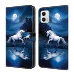For Motorola Moto G73 Crystal Painted Leather Phone case(White Horse)
