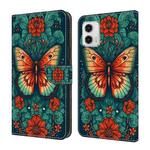 For Motorola Moto G73 Crystal Painted Leather Phone case(Flower Butterfly)