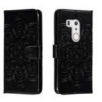 For Fujitsu Arrows Be3 F-01L Sun Mandala Embossing Pattern Phone Leather Case(Black)