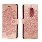 For Fujitsu Arrows Be4 Plus F-41B Sun Mandala Embossing Pattern Phone Leather Case(Rose Gold)