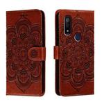 For Fujitsu Arrows We F-51B Sun Mandala Embossing Pattern Phone Leather Case(Brown)