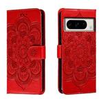 For Google Pixel 8 Pro Sun Mandala Embossing Pattern Phone Leather Case(Red)