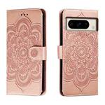 For Google Pixel 8 Pro Sun Mandala Embossing Pattern Phone Leather Case(Rose Gold)