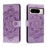 For Google Pixel 8 Pro Sun Mandala Embossing Pattern Phone Leather Case(Purple)