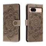 For Google Pixel 8A Sun Mandala Embossing Pattern Phone Leather Case(Grey)