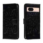 For Google Pixel 8A Sun Mandala Embossing Pattern Phone Leather Case(Black)