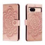 For Google Pixel 8A Sun Mandala Embossing Pattern Phone Leather Case(Rose Gold)