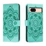 For Google Pixel 8A Sun Mandala Embossing Pattern Phone Leather Case(Green)