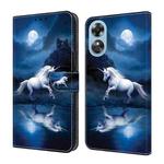 For OPPO A17 Crystal Painted Leather Phone case(White Horse)