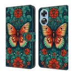 For OPPO A17 Crystal Painted Leather Phone case(Flower Butterfly)