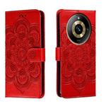 For Realme 11 Pro Sun Mandala Embossing Pattern Phone Leather Case(Red)