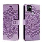 For Realme C12 Sun Mandala Embossing Pattern Phone Leather Case(Purple)