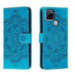 For Realme C12 Sun Mandala Embossing Pattern Phone Leather Case(Blue)