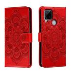 For Realme C15 / C25 / Narzo 30A Sun Mandala Embossing Pattern Phone Leather Case(Red)