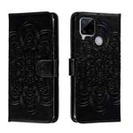 For Realme C15 / C25 / Narzo 30A Sun Mandala Embossing Pattern Phone Leather Case(Black)