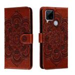 For Realme C15 / C25 / Narzo 30A Sun Mandala Embossing Pattern Phone Leather Case(Brown)