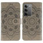 For Realme 14x Sun Mandala Embossing Pattern Phone Leather Case(Grey)