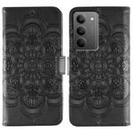 For Realme 14x Sun Mandala Embossing Pattern Phone Leather Case(Black)