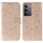 For Realme 14x Sun Mandala Embossing Pattern Phone Leather Case(Rose Gold)